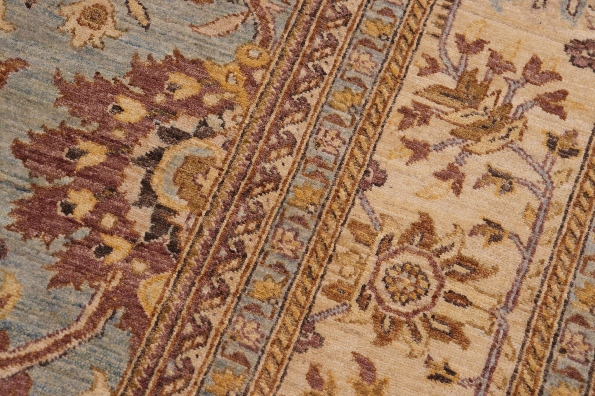 handmade Traditional Kafkaz Blue Beige Hand Knotted RECTANGLE 100% WOOL area rug 10x14