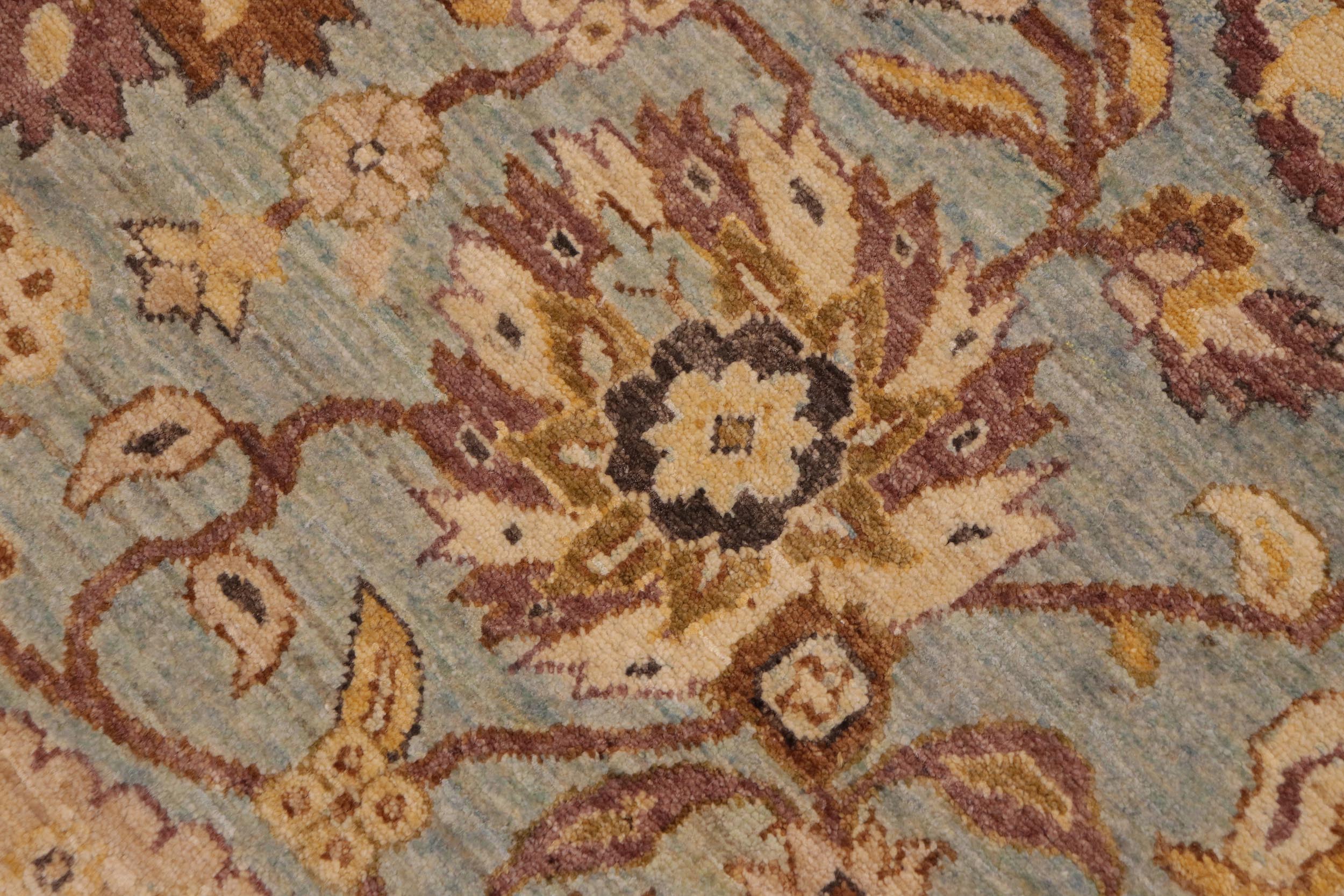 handmade Traditional Kafkaz Blue Beige Hand Knotted RECTANGLE 100% WOOL area rug 10x14