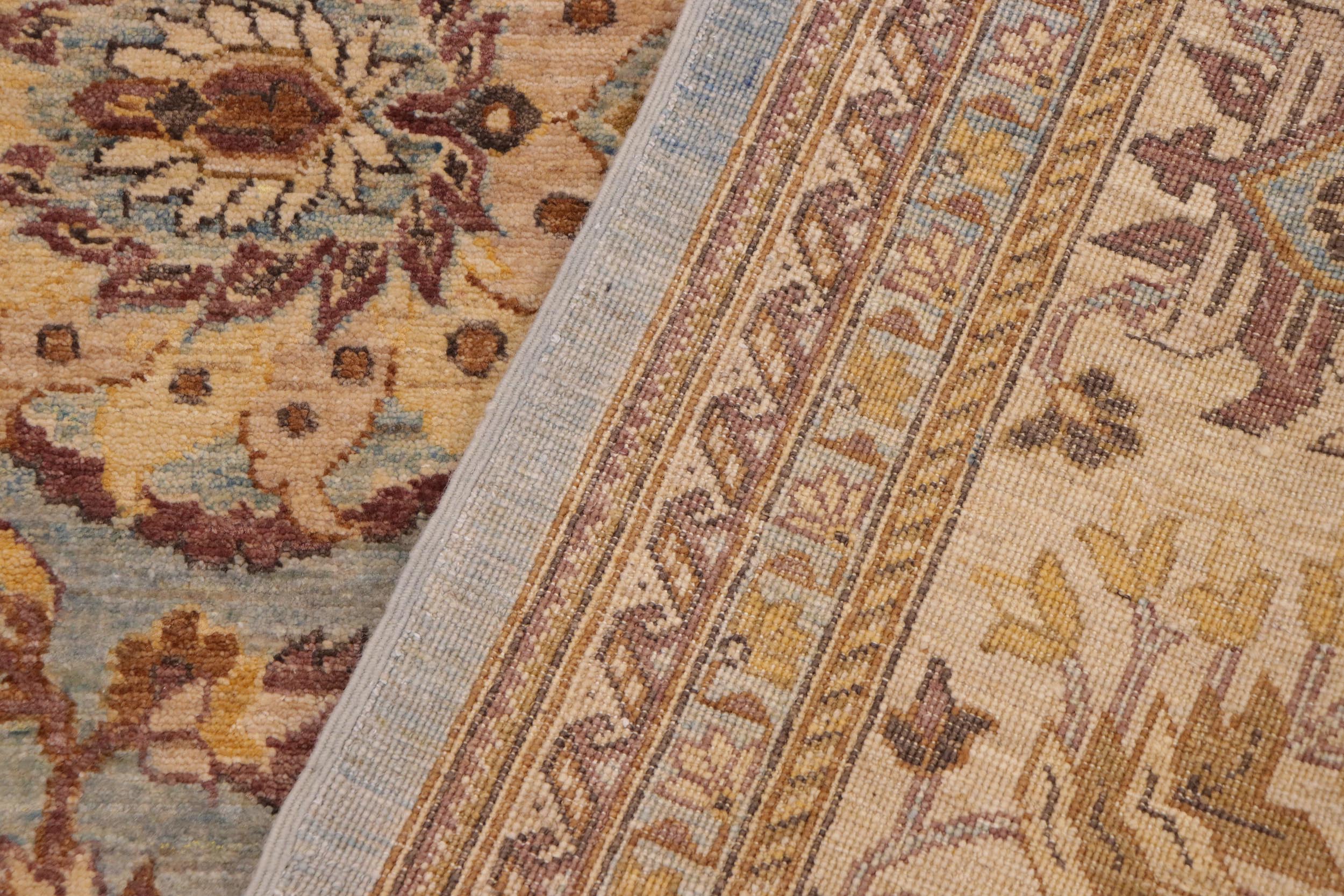 handmade Traditional Kafkaz Blue Beige Hand Knotted RECTANGLE 100% WOOL area rug 10x14