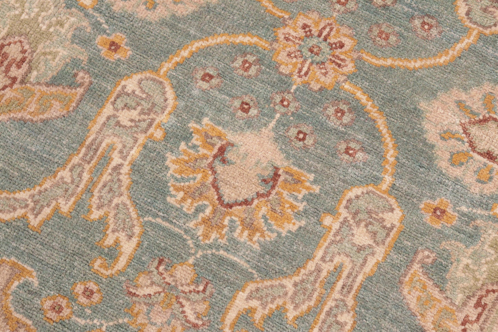 handmade Transitional Kafkaz Green Beige Hand Knotted RECTANGLE 100% WOOL area rug 5' x 7'