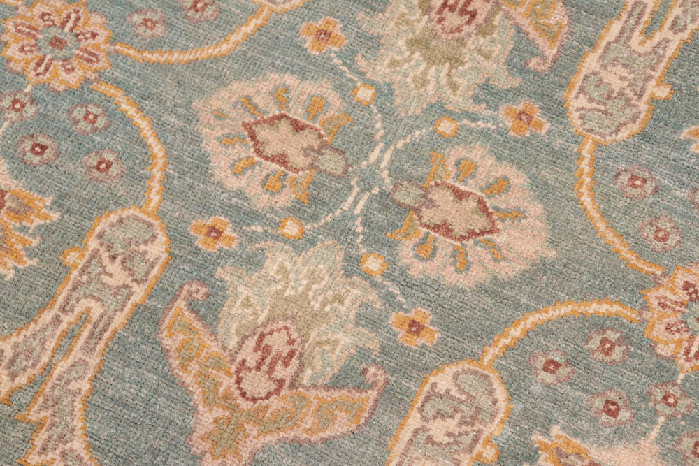 handmade Transitional Kafkaz Green Beige Hand Knotted RECTANGLE 100% WOOL area rug 5' x 7'