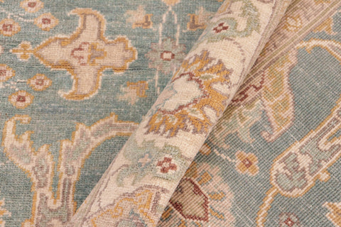 handmade Transitional Kafkaz Green Beige Hand Knotted RECTANGLE 100% WOOL area rug 5' x 7'