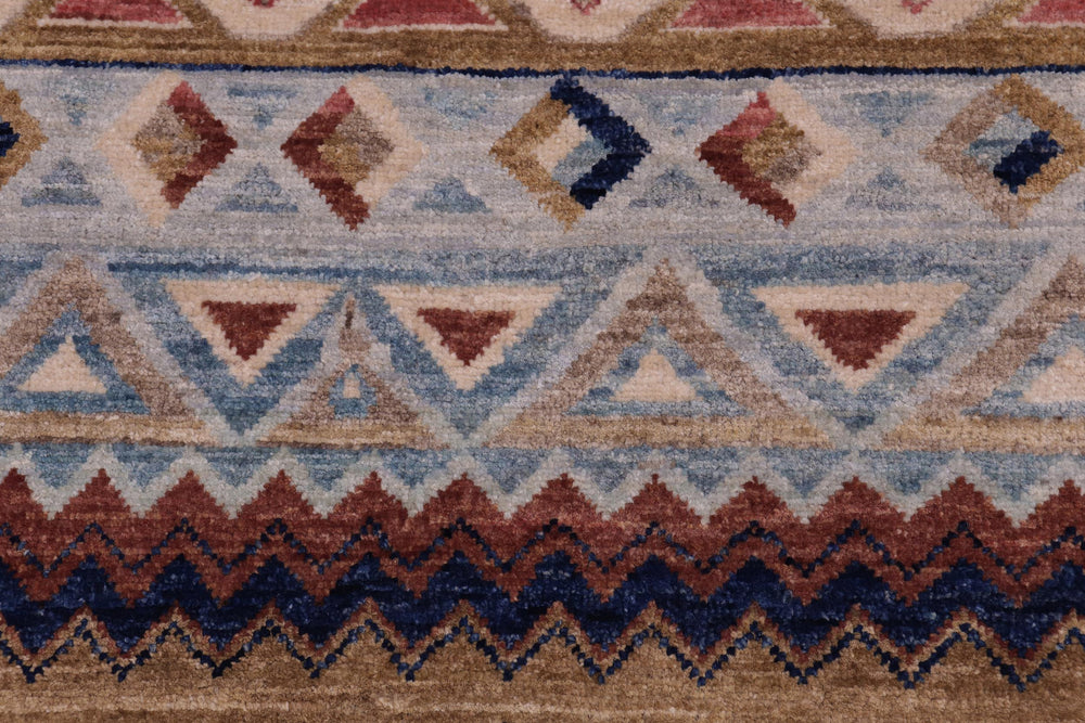 handmade Geometric Kurjean Beige Brown Hand Knotted RECTANGLE 100% WOOL area rug 3x5