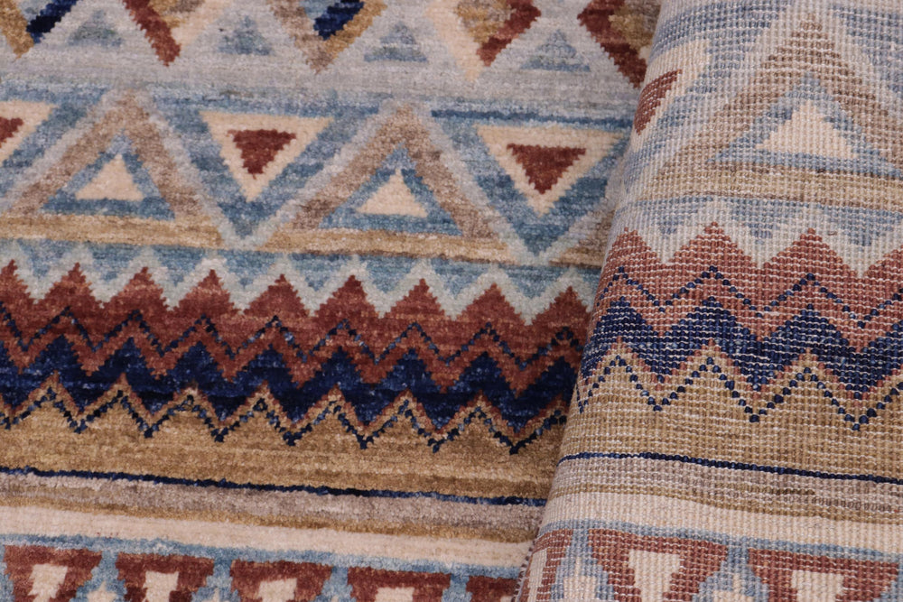 handmade Geometric Kurjean Beige Brown Hand Knotted RECTANGLE 100% WOOL area rug 3x5