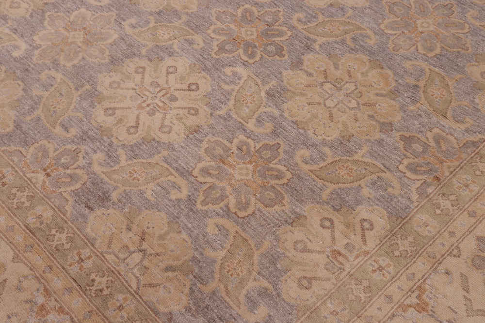 handmade Transitional Kafkaz Gray Beige Hand Knotted RECTANGLE 100% WOOL area rug 9' x 12'