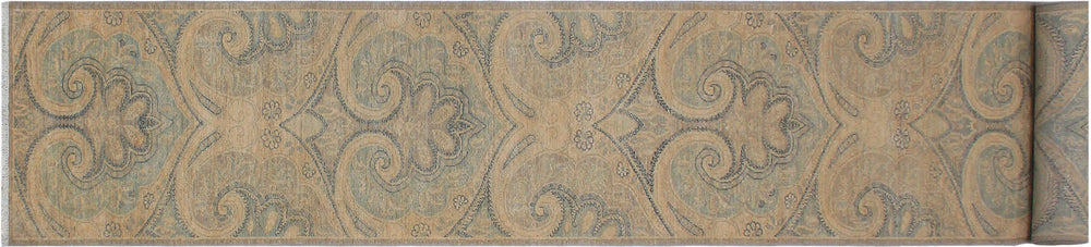 handmade Modern Kafkaz Grey Red Hand Knotted RUNNER 100% WOOL area rug 3' x 19'