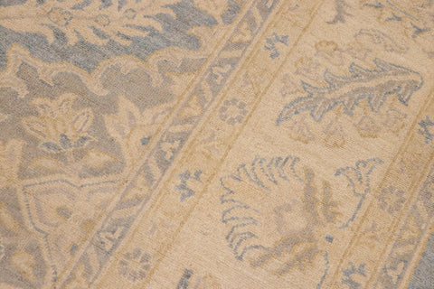 handmade Transitional Kafkaz Blue Beige Hand Knotted RECTANGLE 100% WOOL area rug 10' x 14'