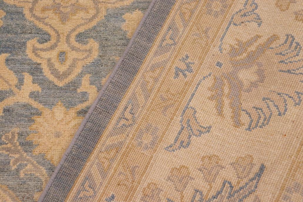 handmade Transitional Kafkaz Blue Beige Hand Knotted RECTANGLE 100% WOOL area rug 10 x 14