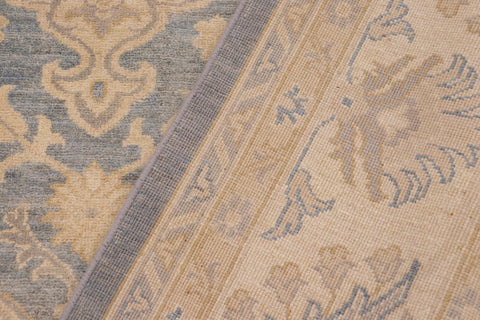 handmade Transitional Kafkaz Blue Beige Hand Knotted RECTANGLE 100% WOOL area rug 10' x 14'