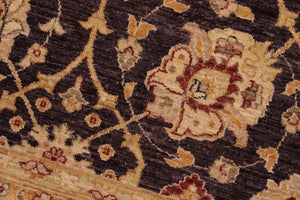 handmade Transitional Kafkaz Aubergine Beige Hand Knotted RECTANGLE 100% WOOL area rug 10' x 14'