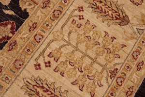 handmade Transitional Kafkaz Aubergine Beige Hand Knotted RECTANGLE 100% WOOL area rug 10' x 14'