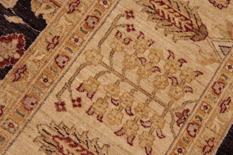 handmade Transitional Kafkaz Aubergine Beige Hand Knotted RECTANGLE 100% WOOL area rug 10' x 14'