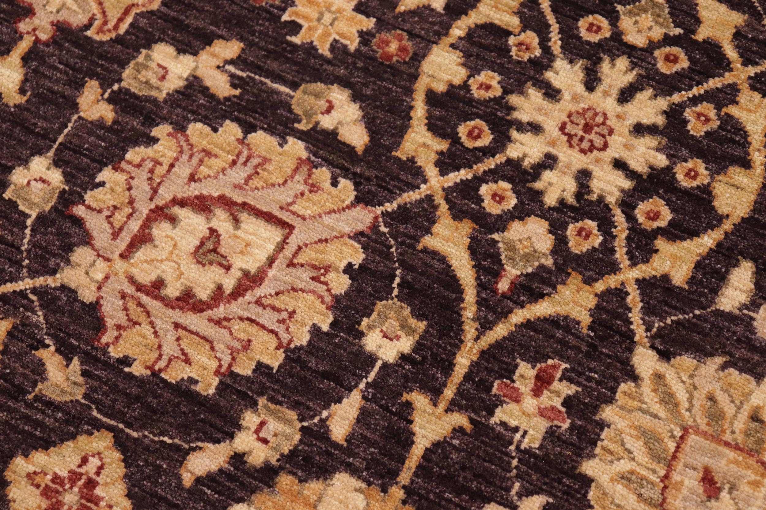 handmade Transitional Kafkaz Aubergine Beige Hand Knotted RECTANGLE 100% WOOL area rug 10' x 14'