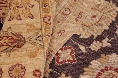 handmade Transitional Kafkaz Aubergine Beige Hand Knotted RECTANGLE 100% WOOL area rug 10' x 14'