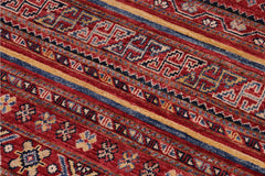 handmade Geometric Kurjean Red Gold Hand Knotted RECTANGLE 100% WOOL area rug 5x6