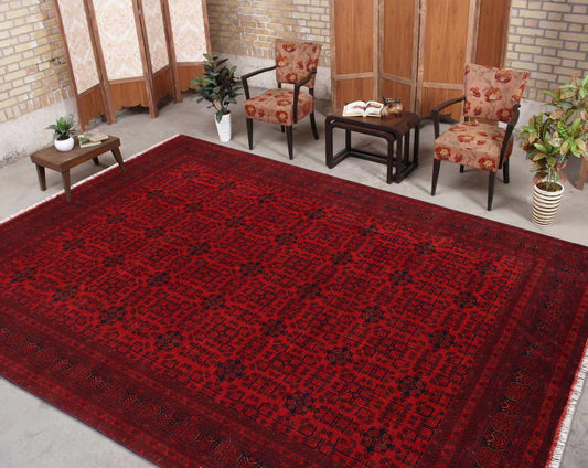 handmade Tribal Biljik Khal Mohammadi Red Blue Hand Knotted RECTANGLE 100% WOOL area rug 10x13