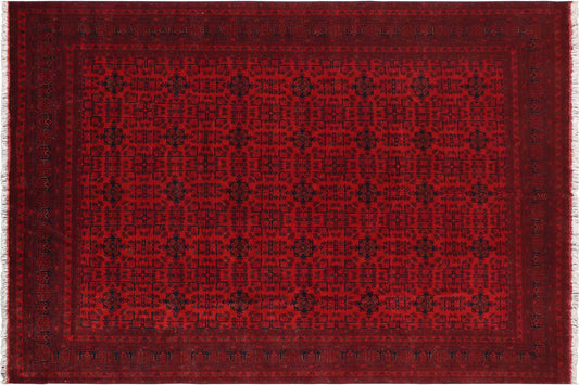 handmade Geometric Khal Muhamm Red Blue Hand Knotted RECTANGLE 100% WOOL area rug 10' x 13'
