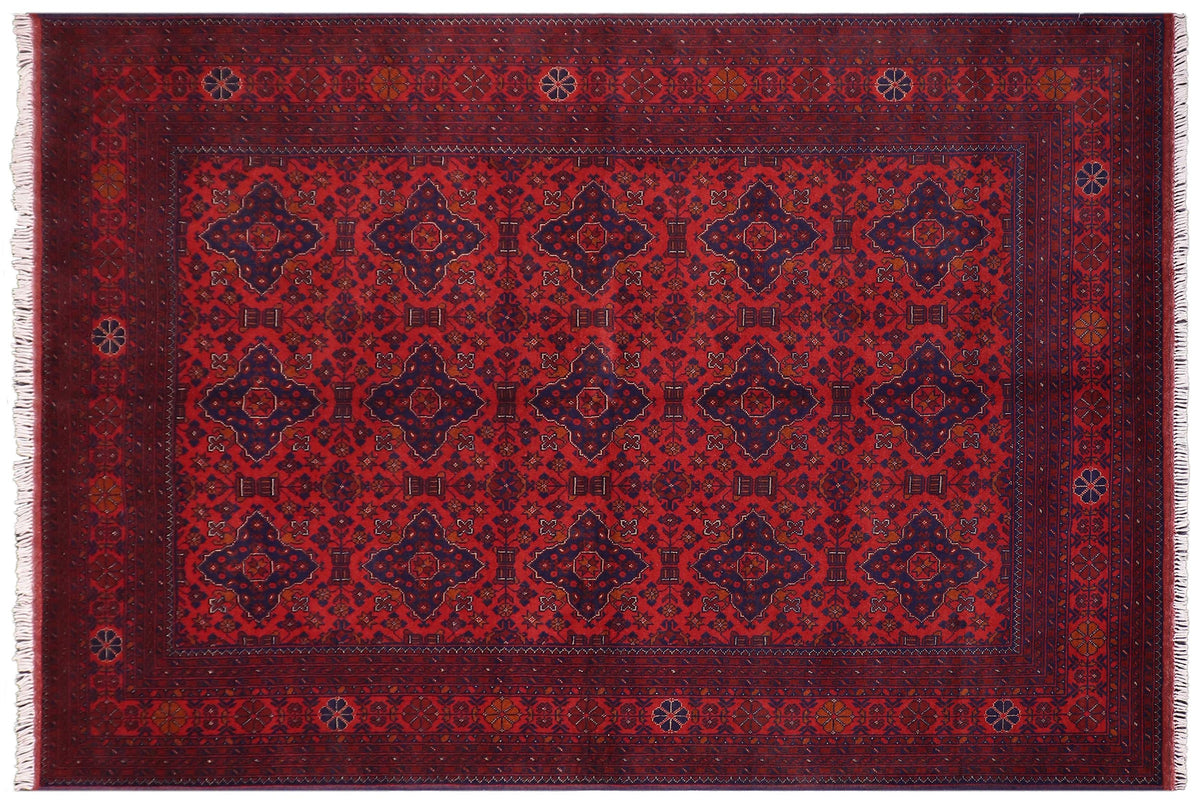 6x10 hand knotted Khal Mohammadi wool rug in red and blue - Tribal Biljik Khal Mohammadi Neomi