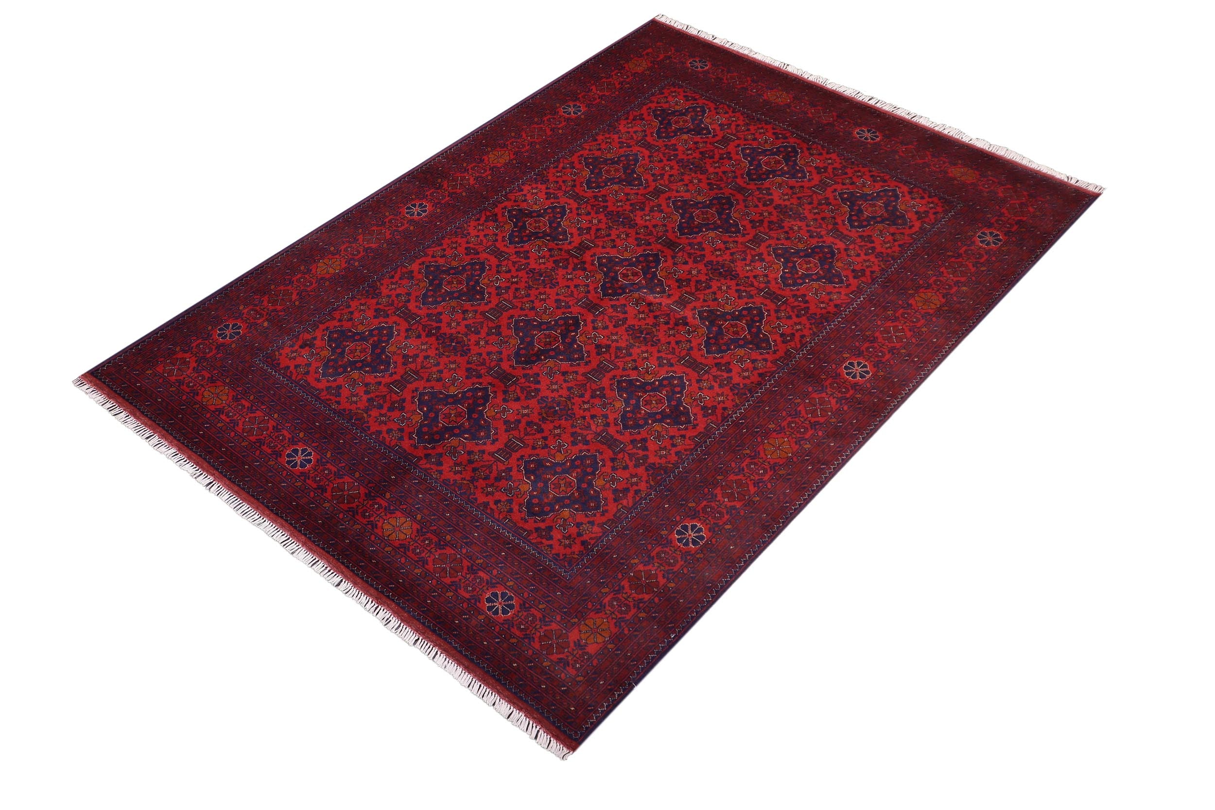 handmade Tribal Biljik Khal Mohammadi Red Blue Hand Knotted RECTANGLE 100% WOOL area rug 6x10