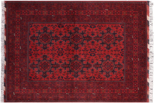 handmade Tribal Biljik Khal Mohammadi Red Blue Hand Knotted RECTANGLE 100% WOOL area rug 5x7