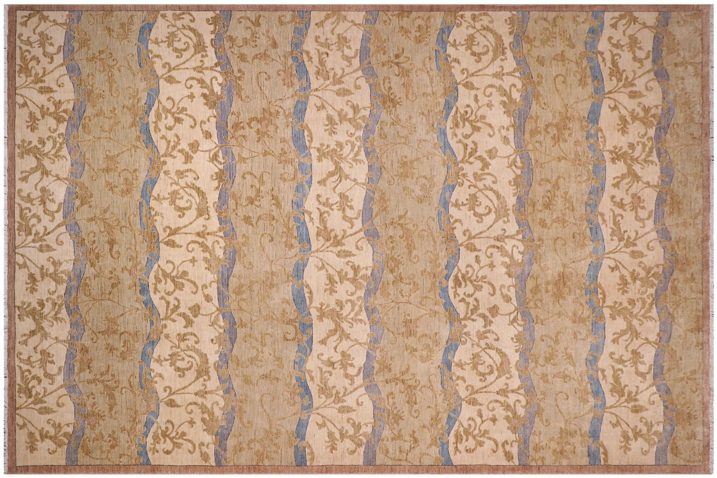 handmade Modern Kafkaz Green Blue Hand Knotted RECTANGLE 100% WOOL area rug 10' x 14'