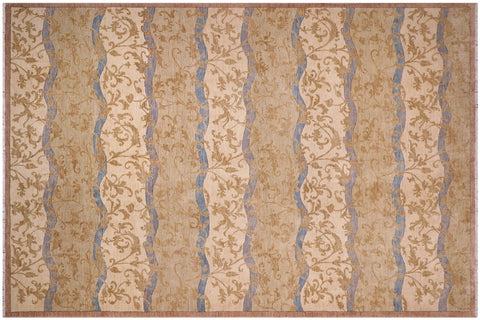 handmade Modern Kafkaz Green Blue Hand Knotted RECTANGLE 100% WOOL area rug 10' x 14'