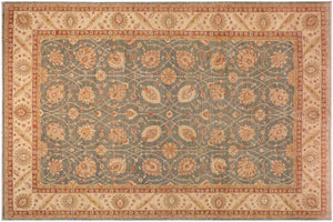 10x14 hand knotted transitional wool rug in gray and beige - Bohemian Brittane