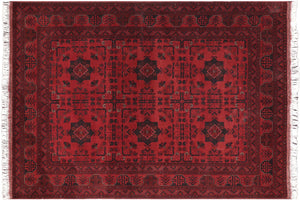 handmade Tribal Biljik Khal Mohammadi Red Blue Hand Knotted RECTANGLE 100% WOOL area rug 5x6