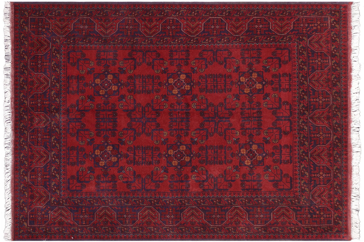 handmade Tribal Biljik Khal Mohammadi Red Blue Hand Knotted RECTANGLE 100% WOOL area rug 5x6