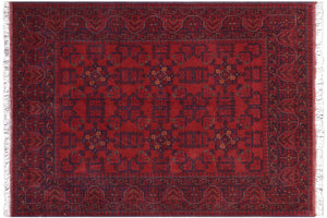 handmade Tribal Biljik Khal Mohammadi Red Blue Hand Knotted RECTANGLE 100% WOOL area rug 5x6