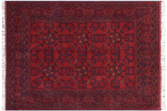 handmade Tribal Biljik Khal Mohammadi Red Blue Hand Knotted RECTANGLE 100% WOOL area rug 5x6