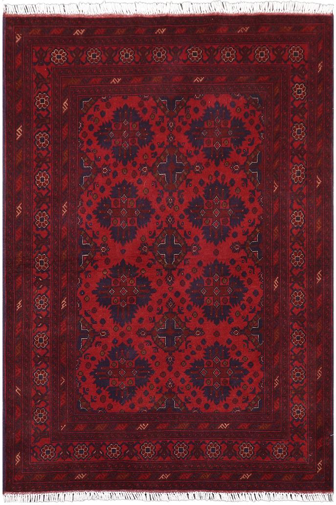 handmade Tribal Biljik Khal Mohammadi Red Blue Hand Knotted RECTANGLE 100% WOOL area rug 4x6