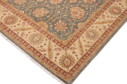 handmade Transitional Kafkaz Gray Beige Hand Knotted RECTANGLE 100% WOOL area rug 10' x 15'