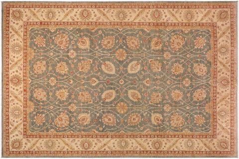 handmade Transitional Kafkaz Gray Beige Hand Knotted RECTANGLE 100% WOOL area rug 10' x 15'
