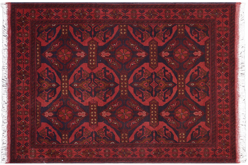 handmade Tribal Biljik Khal Mohammadi Red Blue Hand Knotted RECTANGLE 100% WOOL area rug 4x5