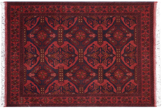 handmade Tribal Biljik Khal Mohammadi Red Blue Hand Knotted RECTANGLE 100% WOOL area rug 4x5