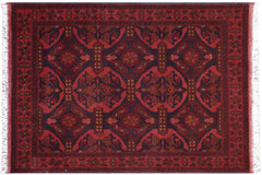 handmade Tribal Biljik Khal Mohammadi Red Blue Hand Knotted RECTANGLE 100% WOOL area rug 4x5