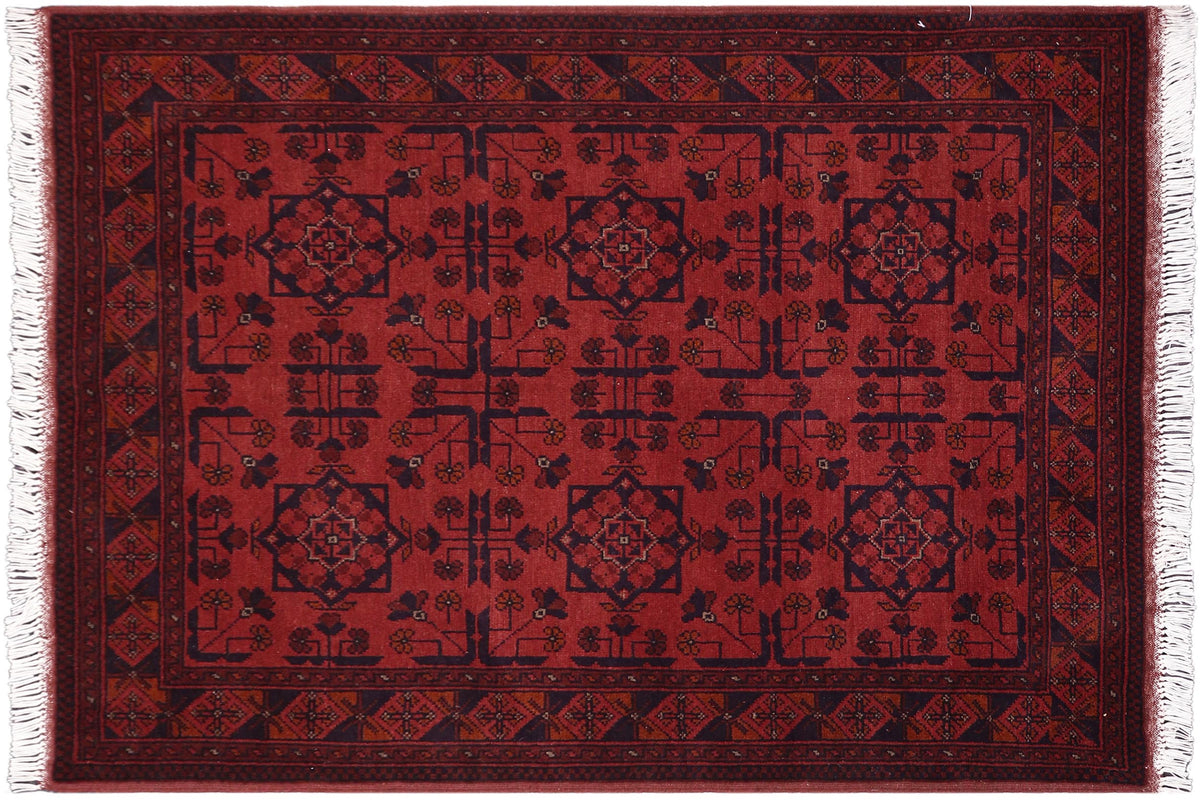 handmade Tribal Biljik Khal Mohammadi Red Blue Hand Knotted RECTANGLE 100% WOOL area rug 3x5