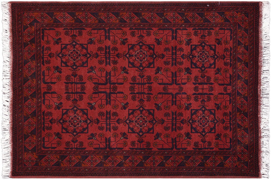 handmade Tribal Biljik Khal Mohammadi Red Blue Hand Knotted RECTANGLE 100% WOOL area rug 3x5