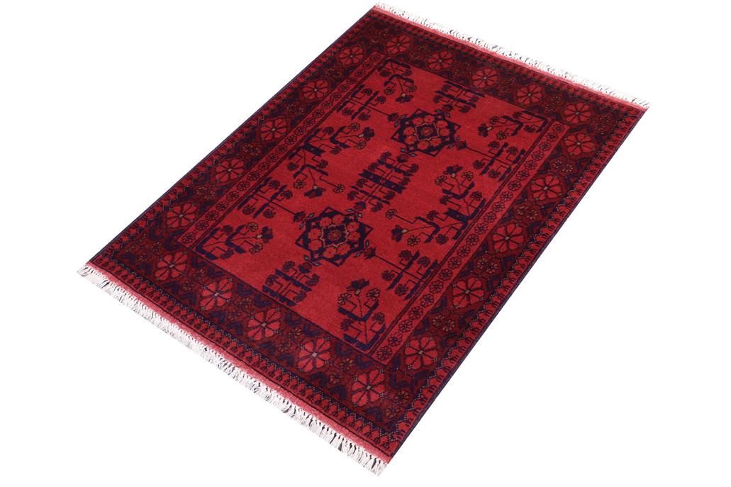 handmade Tribal Biljik Khal Mohammadi Red Blue Hand Knotted RECTANGLE 100% WOOL area rug 3x4