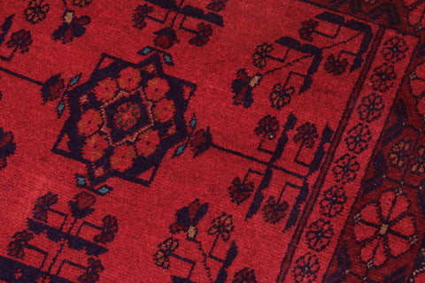 handmade Tribal Biljik Khal Mohammadi Red Blue Hand Knotted RECTANGLE 100% WOOL area rug 3x4