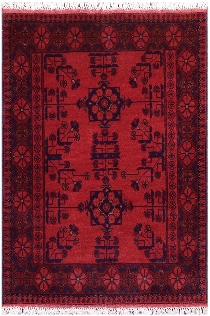 handmade Tribal Biljik Khal Mohammadi Red Blue Hand Knotted RECTANGLE 100% WOOL area rug 3x4