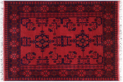 handmade Tribal Biljik Khal Mohammadi Red Blue Hand Knotted RECTANGLE 100% WOOL area rug 3x4