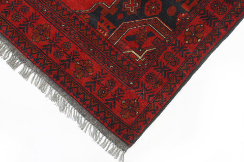 handmade Geometric Khal Muhamm Red Blue Hand Knotted RECTANGLE 100% WOOL area rug 3x5
