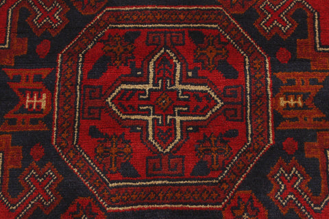 handmade Geometric Khal Muhamm Red Blue Hand Knotted RECTANGLE 100% WOOL area rug 3x5