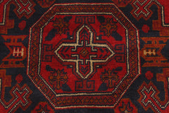 handmade Geometric Khal Muhamm Red Blue Hand Knotted RECTANGLE 100% WOOL area rug 3x5
