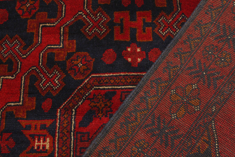 handmade Geometric Khal Muhamm Red Blue Hand Knotted RECTANGLE 100% WOOL area rug 3x5