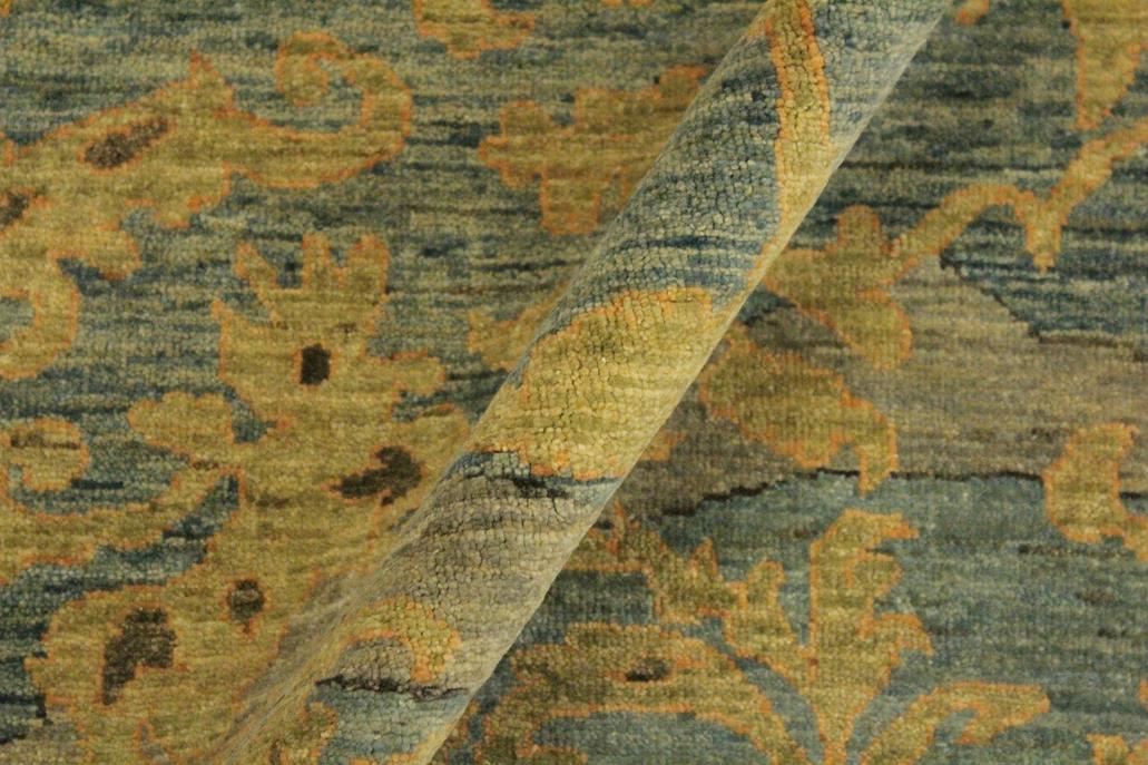 handmade Modern Kafkaz Lt. Blue Lt. Gold Hand Knotted RECTANGLE 100% WOOL area rug 10 x 14