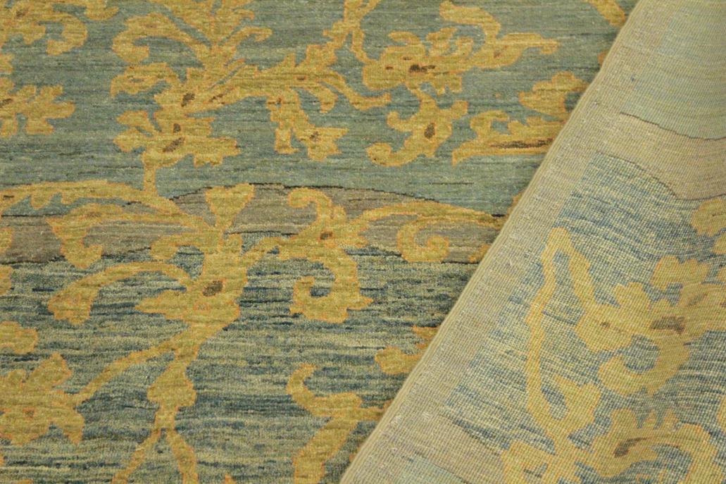 handmade Modern Kafkaz Lt. Blue Lt. Gold Hand Knotted RECTANGLE 100% WOOL area rug 10 x 14