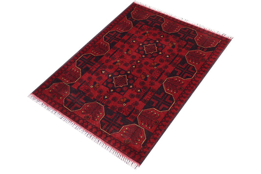 handmade Tribal Biljik Khal Mohammadi Red Blue Hand Knotted RECTANGLE 100% WOOL area rug 3x4